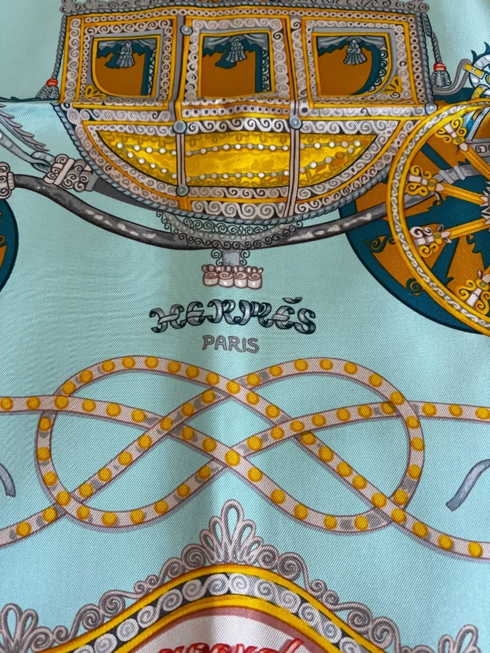 Authenticated Hermès Paris Pegase Silk Scarf, made in France